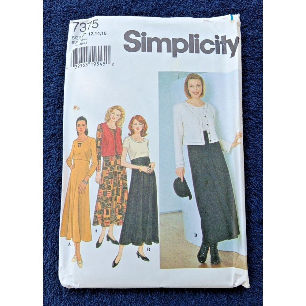 Simplicity #7375 Sewing Pattern Womens Dress Vest and Jacket 12 14 16 UNCUT‎